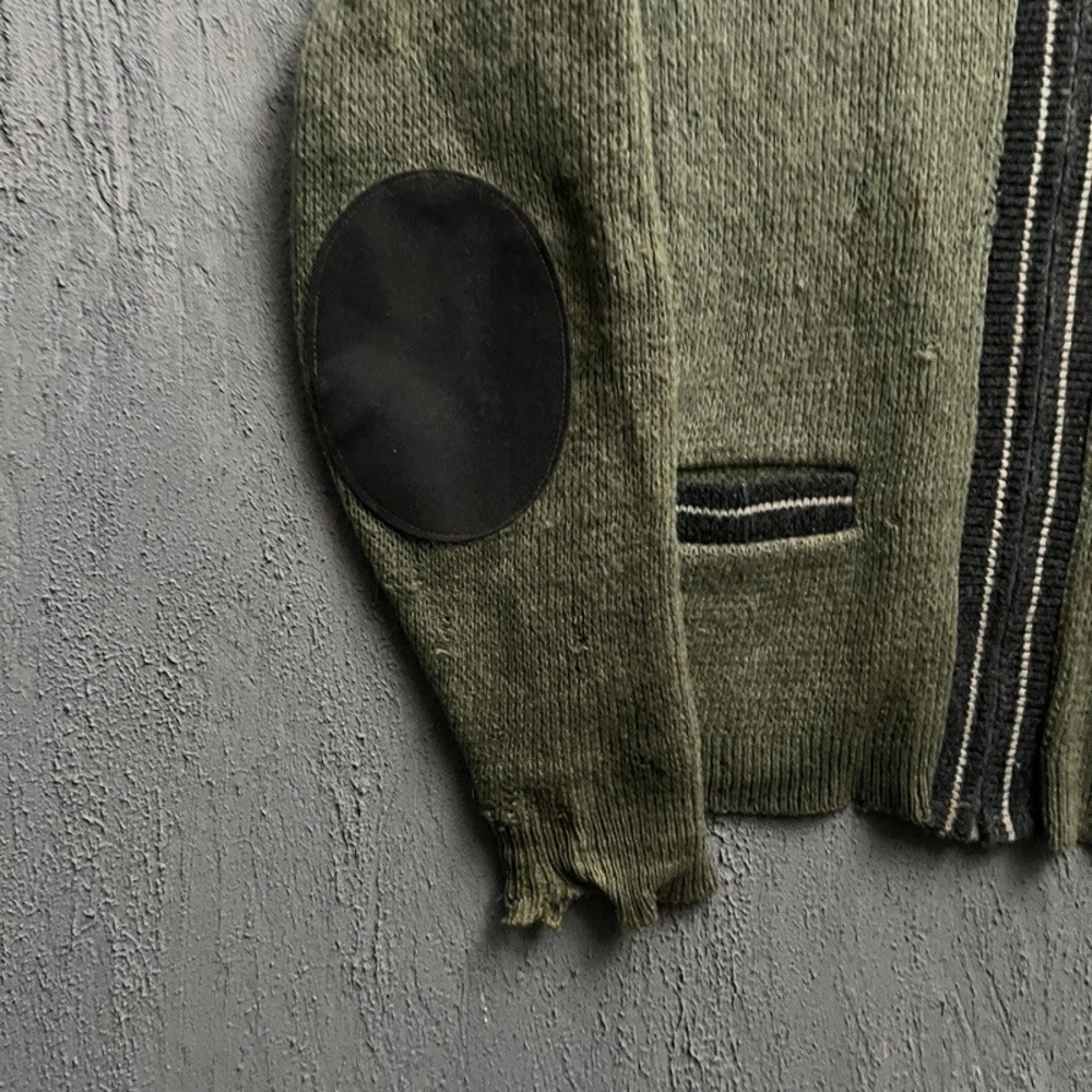 Vintage Pennleigh Mohair Zip Up Cardigan Large Green 1960s Distressed - Picture 4 of 10